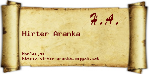 Hirter Aranka névjegykártya